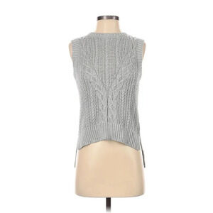 Rachel Zoe Women's Small Grey Cable Knit Sleeveless Sweater Vest Casual‎ Preppy